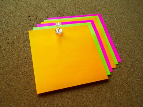 Colorful post it note on wood board