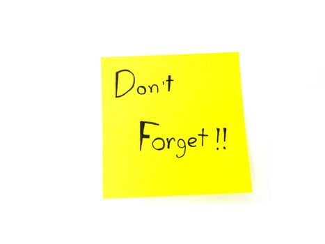 Don't forget on post it note for remind on white background