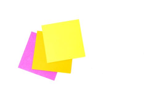 Colorful post it note on white background with copy space
