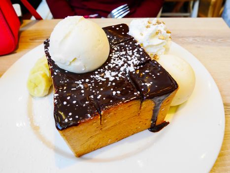 Chocolate toast is delicious dessert in thailand