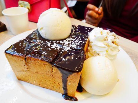 Chocolate toast is delicious dessert in thailand