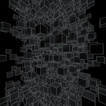 Abstract Futuristic Background Of Black Cubes with White Squares. 3D Illustration