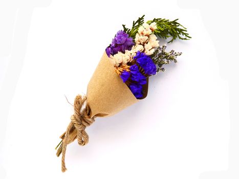 Beautiful dry bouquet on white background