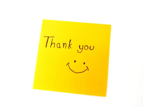 Writting "Thank you" on post it note for someone