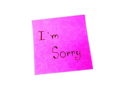 I'm sorry in post it note on white background