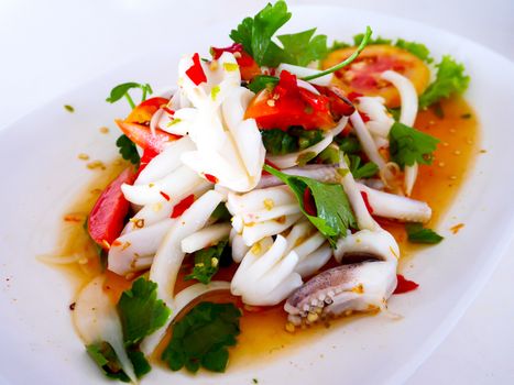 Thai seafood salad is hot and spicy