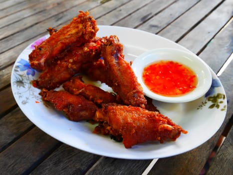 Chicken fried with herb is thai food