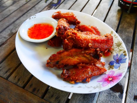 Chicken fried with herb is thai food