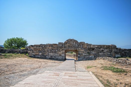 Photo of ancient city Hierapolis, near modern turkey city Denizli, Turkey