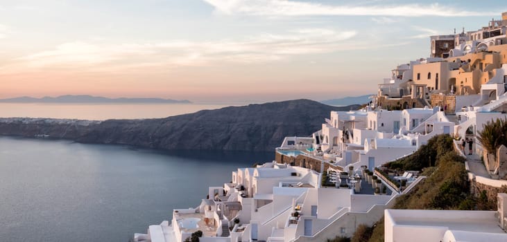 Panoramic view of Oia in Santorini island in cyclades,Greece