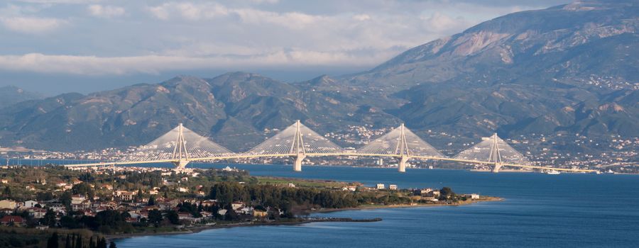 Cable bridge in Patras that connects mainland of  Greece with pelloponisos