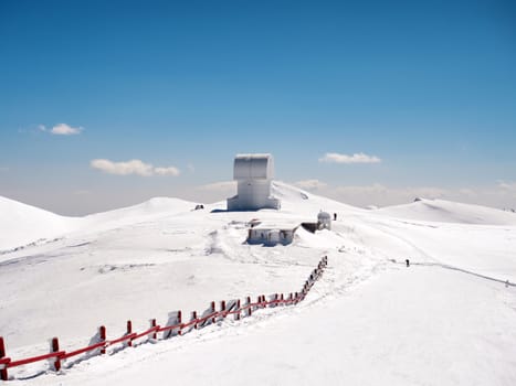 Small stars observatory on the top of the mountain in Kalavrita ski resort, Greece