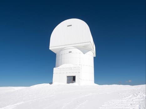 Small stars observatory on the top of the mountain in Kalavrita ski resort, Greece
