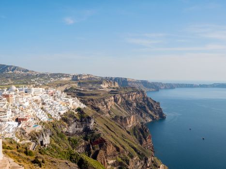 Panoramic view of fira in Santorini island in cyclades,Greece