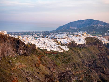 Panoramic view of fira in Santorini island in Cyclades,Greece