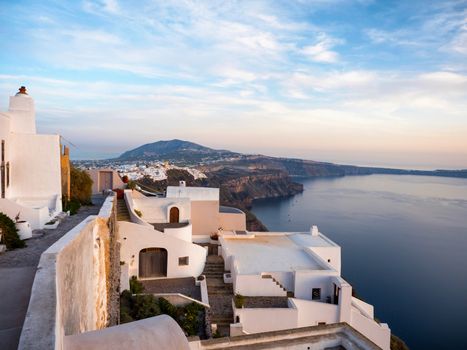 Panoramic view of fira in Santorini island in Cyclades,Greece