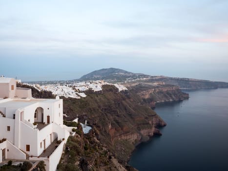 panoramic view of fira in Santorini island in cyclades,Greece