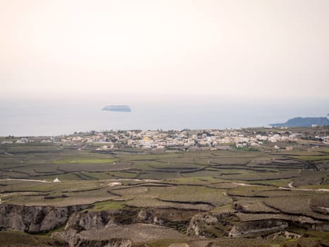 Panoramic view of Santorini island in Cyclades, Greece