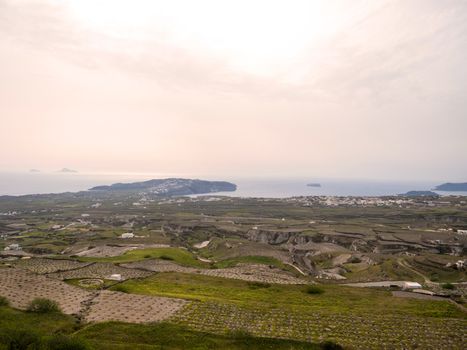 Panoramic view of Santorini island in Cyclades, Greece