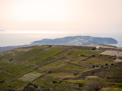 Panoramic view of Santorini island in Cyclades, Greece