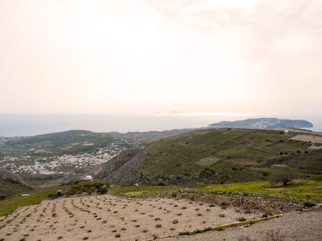 Panoramic view of Santorini island in Cyclades, Greece