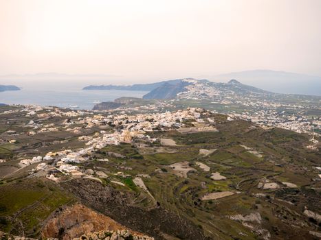 Panoramic view of Santorini island in Cyclades, Greece