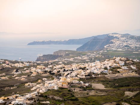 Panoramic view of Santorini island in Cyclades, Greece