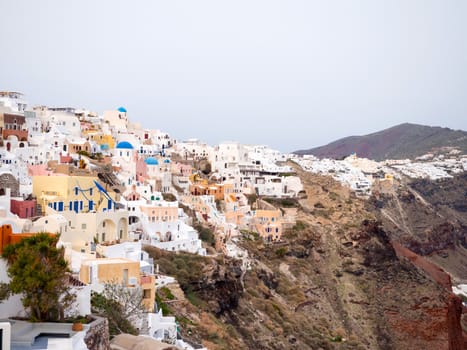 View of Oia in Santorini island in Cyclades, Greece