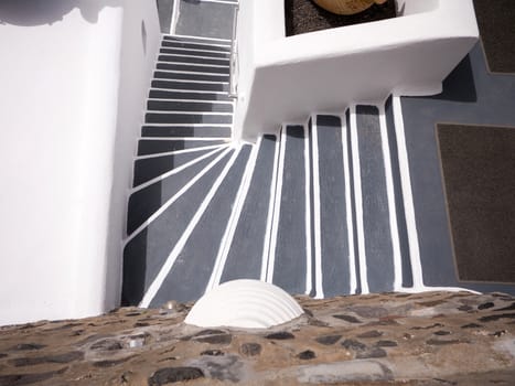 Stairs in the streets of Santorini island in Cyclades, Greece