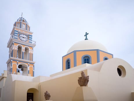 Traditional roof top of small church in Santorini in Cyclades,Greece