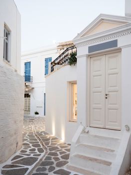 Taditional buildings in the street of a Greek island Paros