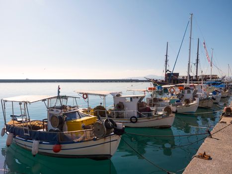 KALAMATA, GREECE - NOVEMBER 17, 2016: Fishing boats in the port of Kalamata, Greece
