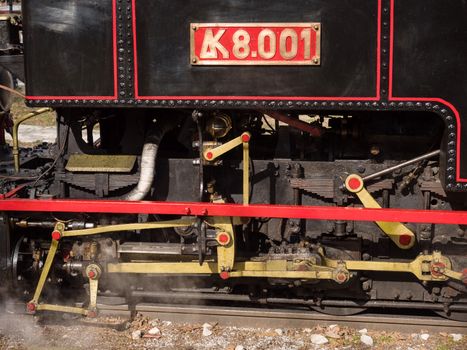 Old vinatge steam powered train at the train station of Kalavrita Greece, 