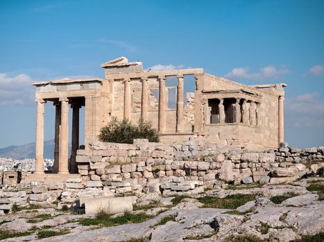 The Erechtheum with caryatids near Parthenon temple in Acropolis hill