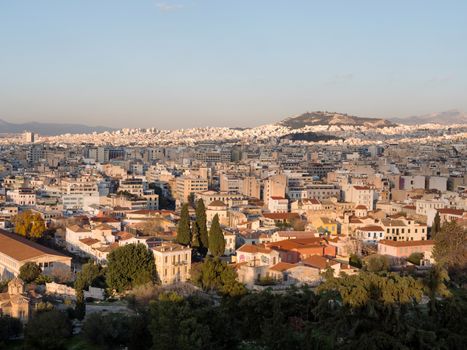 Panoramic view of Athens city in the afternoon