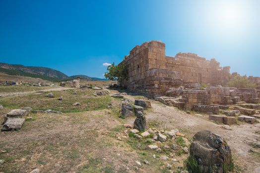 photo of ancient city Hierapolis, near modern turkey city Denizli, Turkey