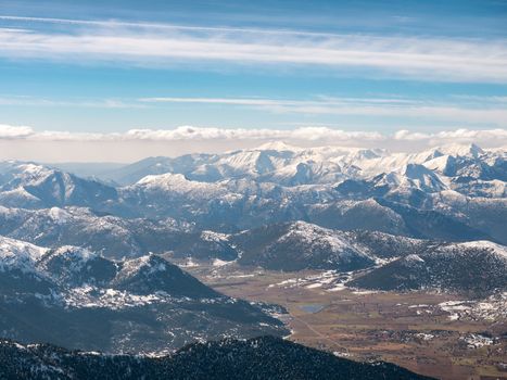 Landscape of Helmos mountain with snow in Kalavrita,Greece