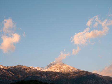 Landscape of Helmos mountain with snow in Kalavrita,Greece