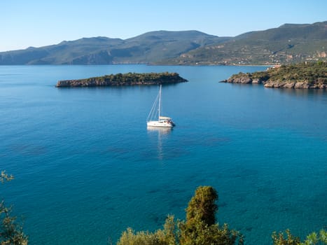 Sail boat in a shore of Mani Peloponnese,Greece