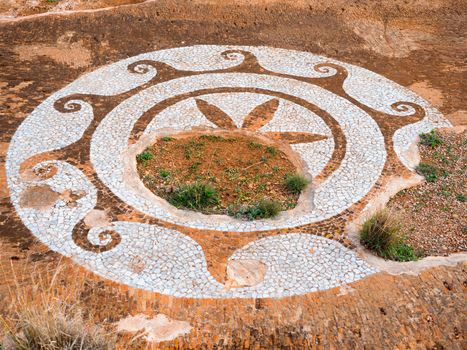 Ruins with mosaic in cape Matapas or Tainaron in Mani, Laconia, Peloponnese, Greece