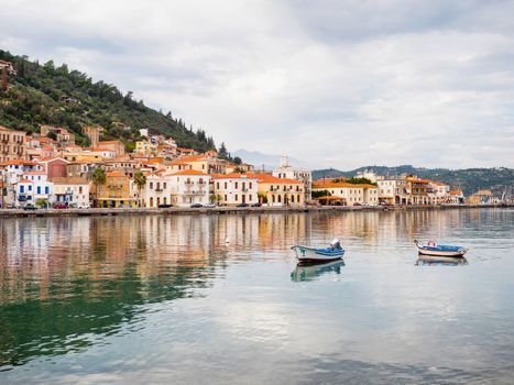 Githeio town with beautiful houses in the port, Laconia Peloponnese,Greece