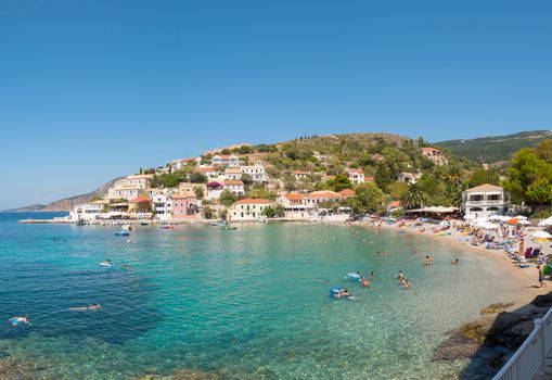 ASSOS - KEFALONIA, 20 AUGUST 2016: Assos village with small port and traditional houses