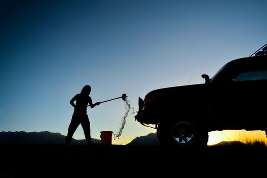 Clearing the land vehicle