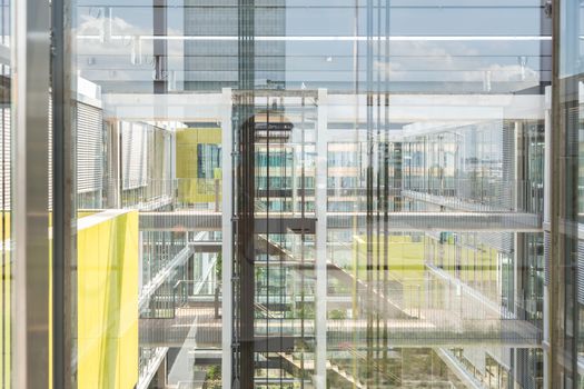 Abstract window reflections in morden office building. Contemporary corporate business architecture.