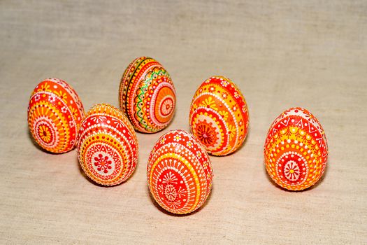 Easter eggs, hand-painted with acrylic paints.