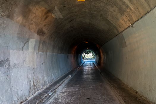 Tunnel in the hill overlooking the city of malaga, Spain, Europe on a bright summer day