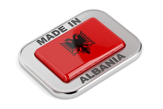 Made in Albania, silver badge with Albanian flag inside