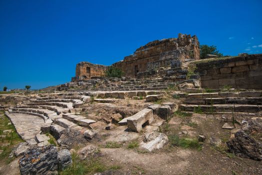 photo of ancient city Hierapolis, near modern turkey city Denizli, Turkey