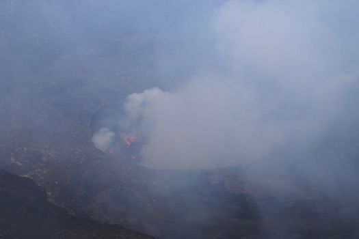 Mouth of the volcano with magma. Molten magma in the muzzle.