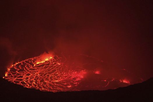 Mouth of the volcano with magma. Molten magma in the muzzle.